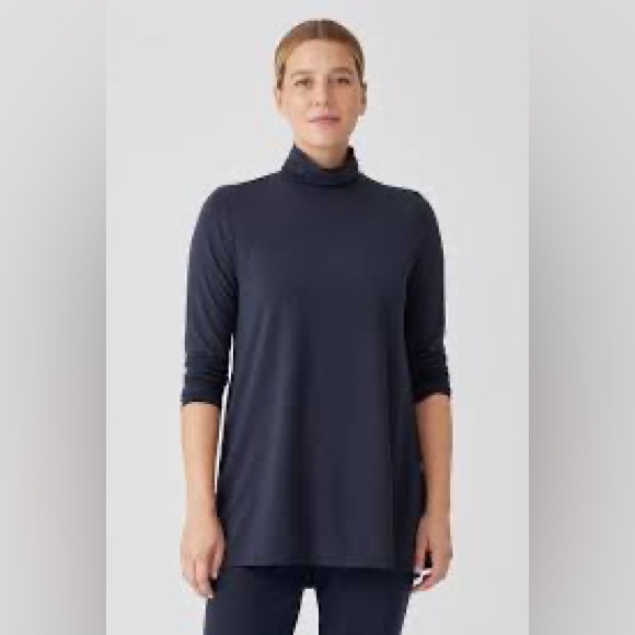Eileen Fisher Mock Neck Tunic Top - Picture 5 of 5